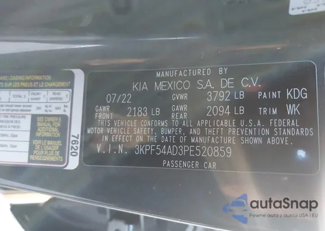 2023 Kia Forte Gt-Line из США, поврежденный, VIN 3KPF54AD3PE520859